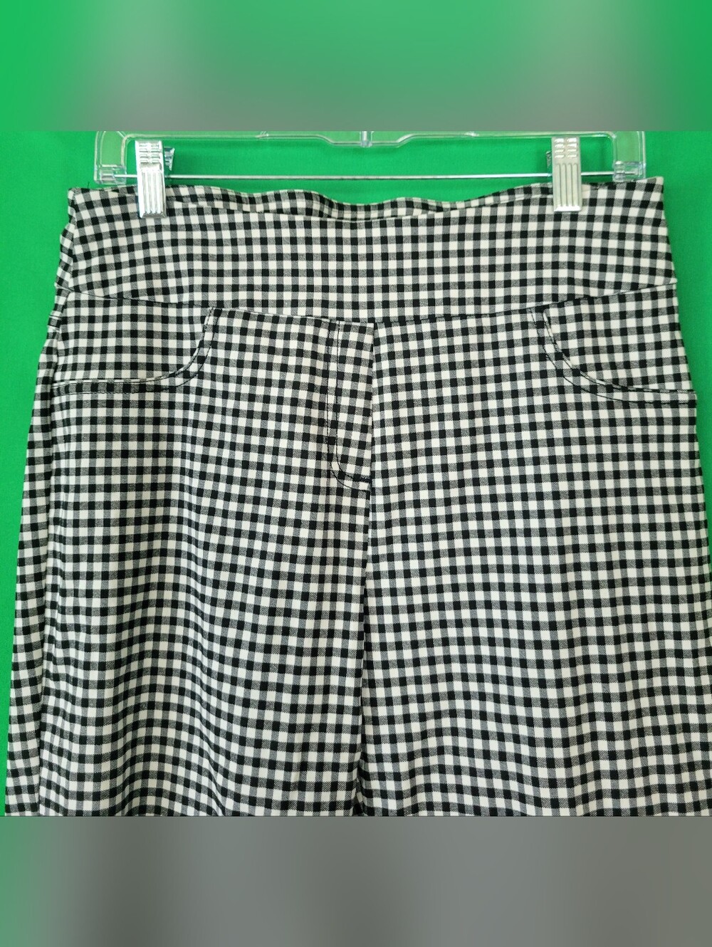 Women Black White Gingham Capri Crop Pants Ruby Rd. Sz 10 Stretchy Monochrome - Picture 2 of 4